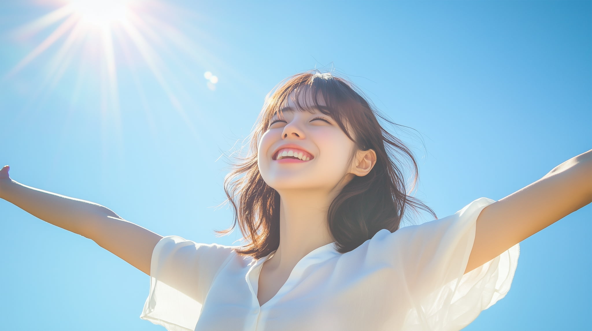 健康的な生活を送り歯周病を予防する女性