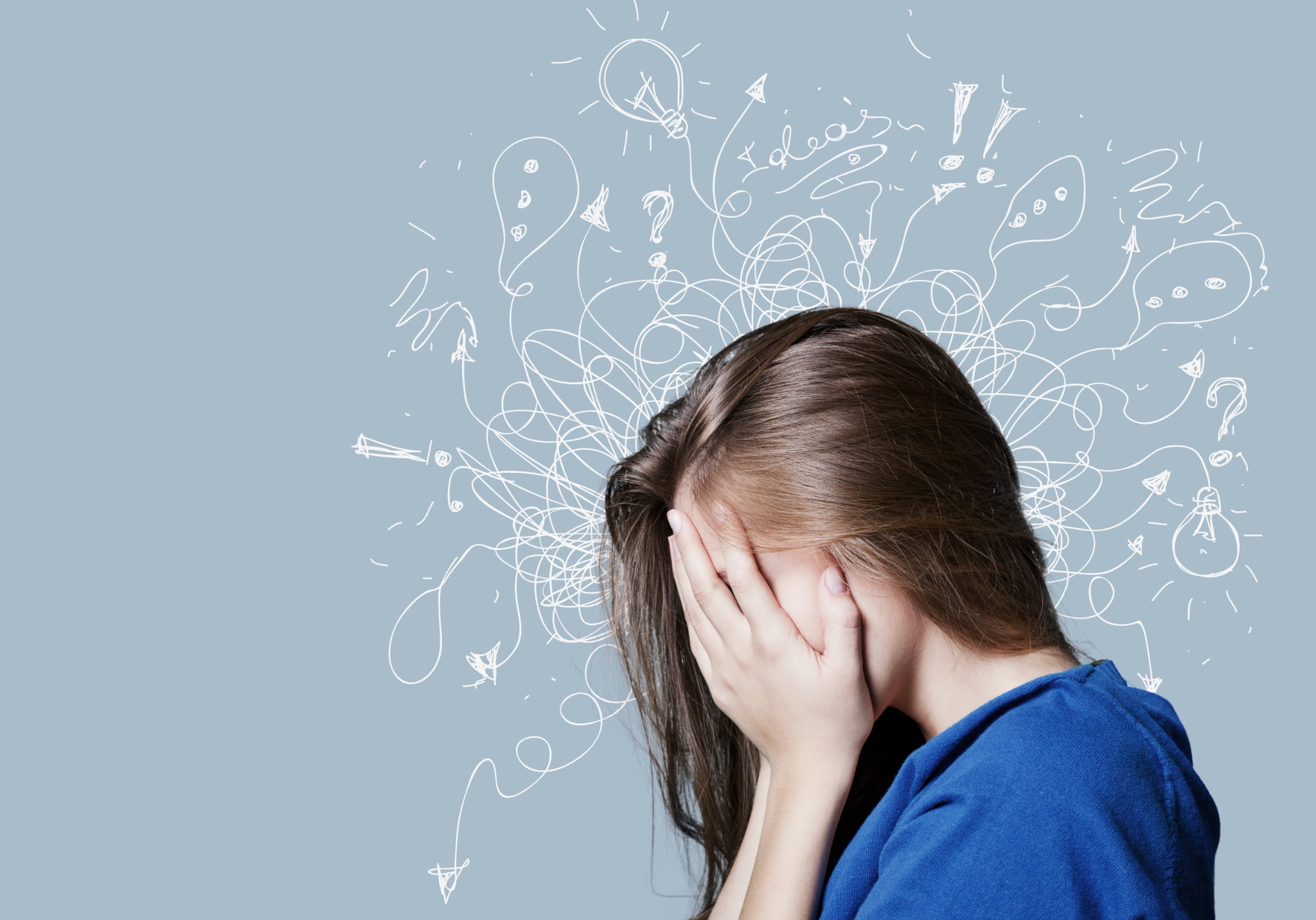 間接的な歯周病の原因であるストレスを抱えた女性